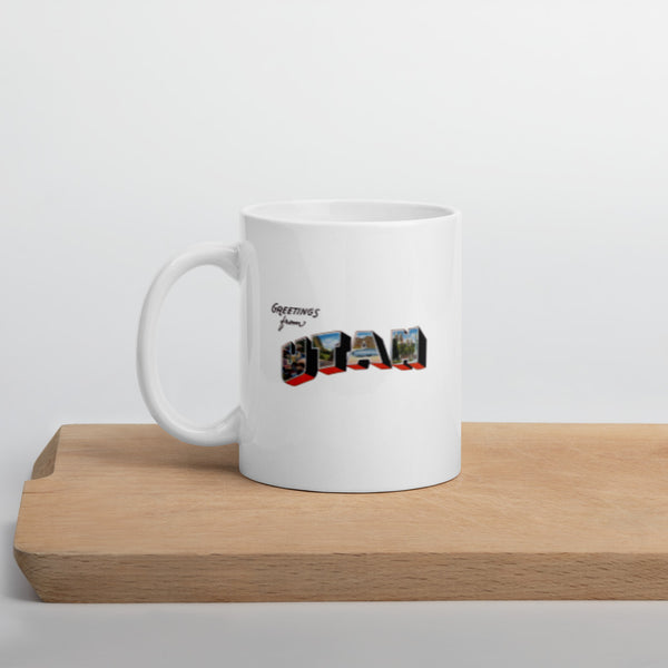 Greetings from Utah white glossy mug