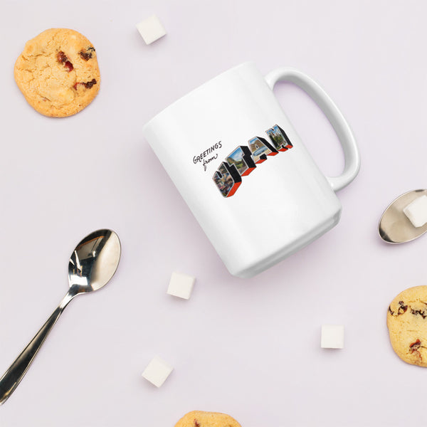 Greetings from Utah white glossy mug