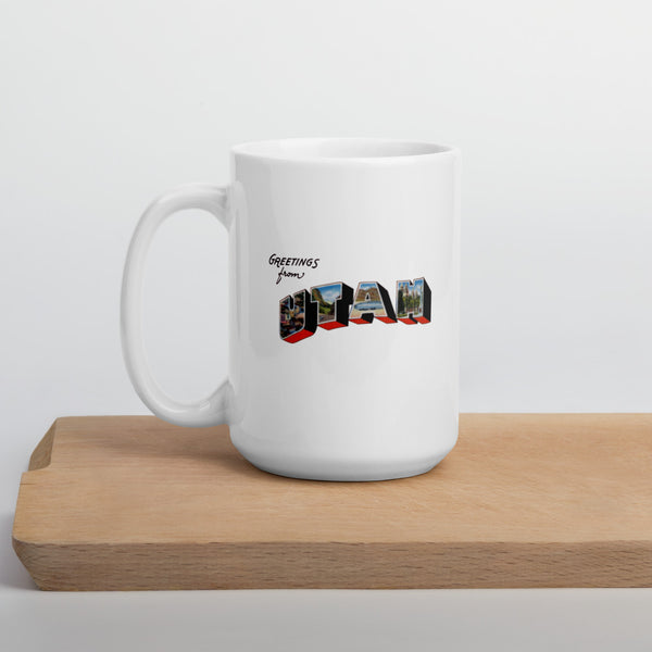Greetings from Utah white glossy mug